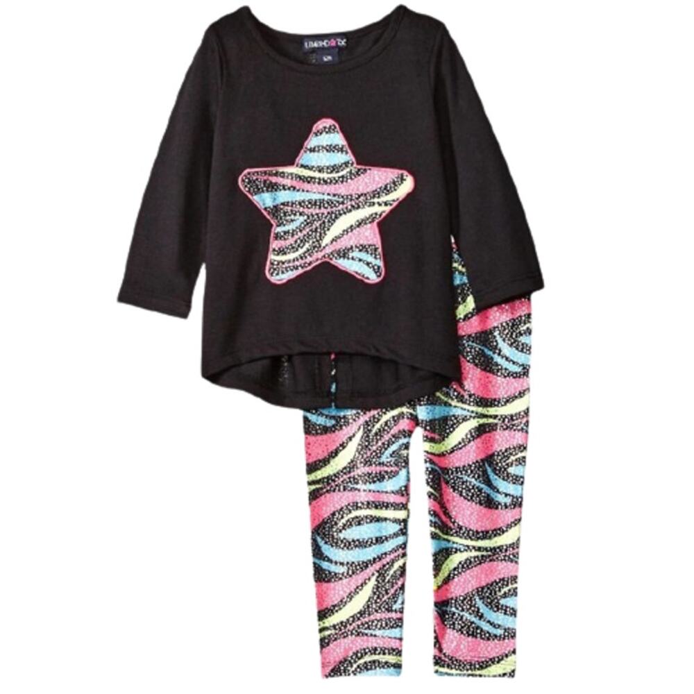 LIMITED TOO 2 Piece Black Sparkle Split Top Legging 24mo